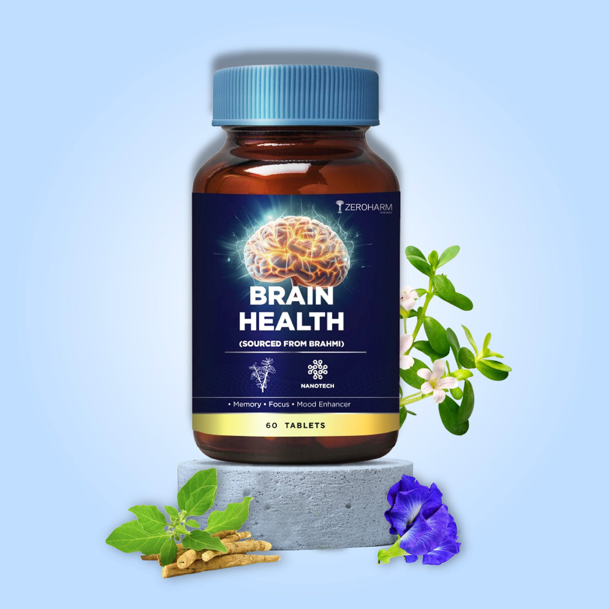 Zeroharm Brain Health Tablets pack front view