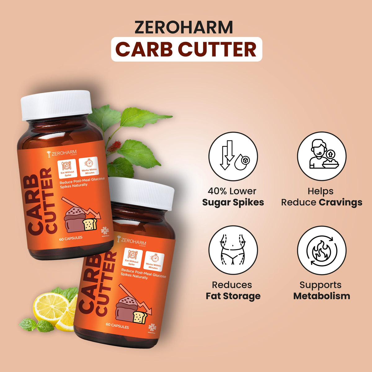 Zeroharm Carb Cutter Capsules pack side view