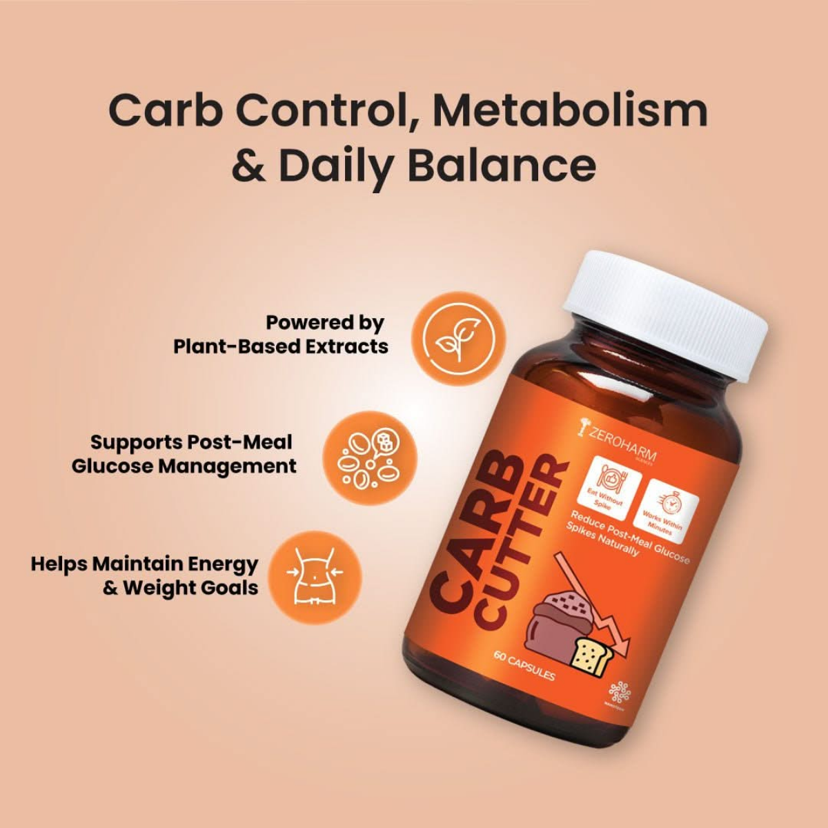Zeroharm Carb Cutter Capsules pack detail view