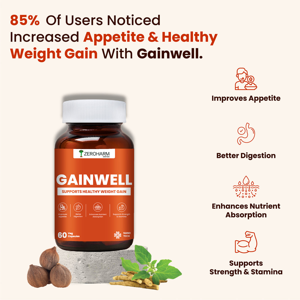 Zeroharm GainWell Capsules pack side view