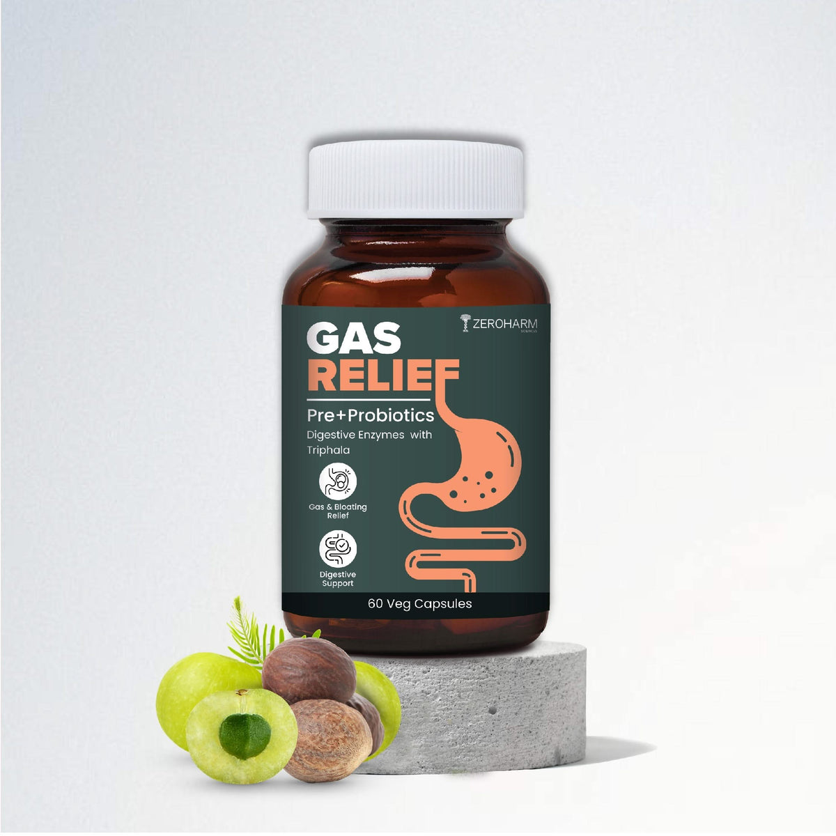 Zeroharm Gas Relief Capsules pack front view