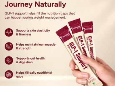 Zeroharm GLP-1 Support Plus Collagen Sachet pack side view