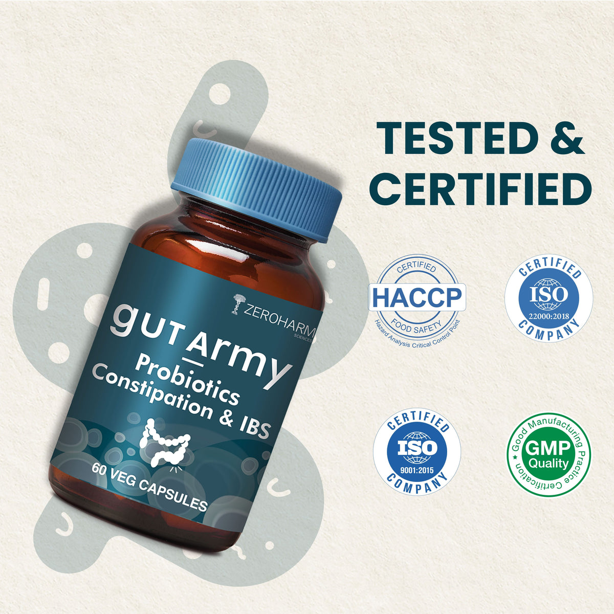 Zeroharm Gut Army Constipation and IBS Probiotic Capsules image 9