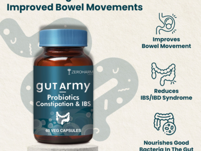 Zeroharm Gut Army Constipation and IBS Probiotic Capsules pack side view