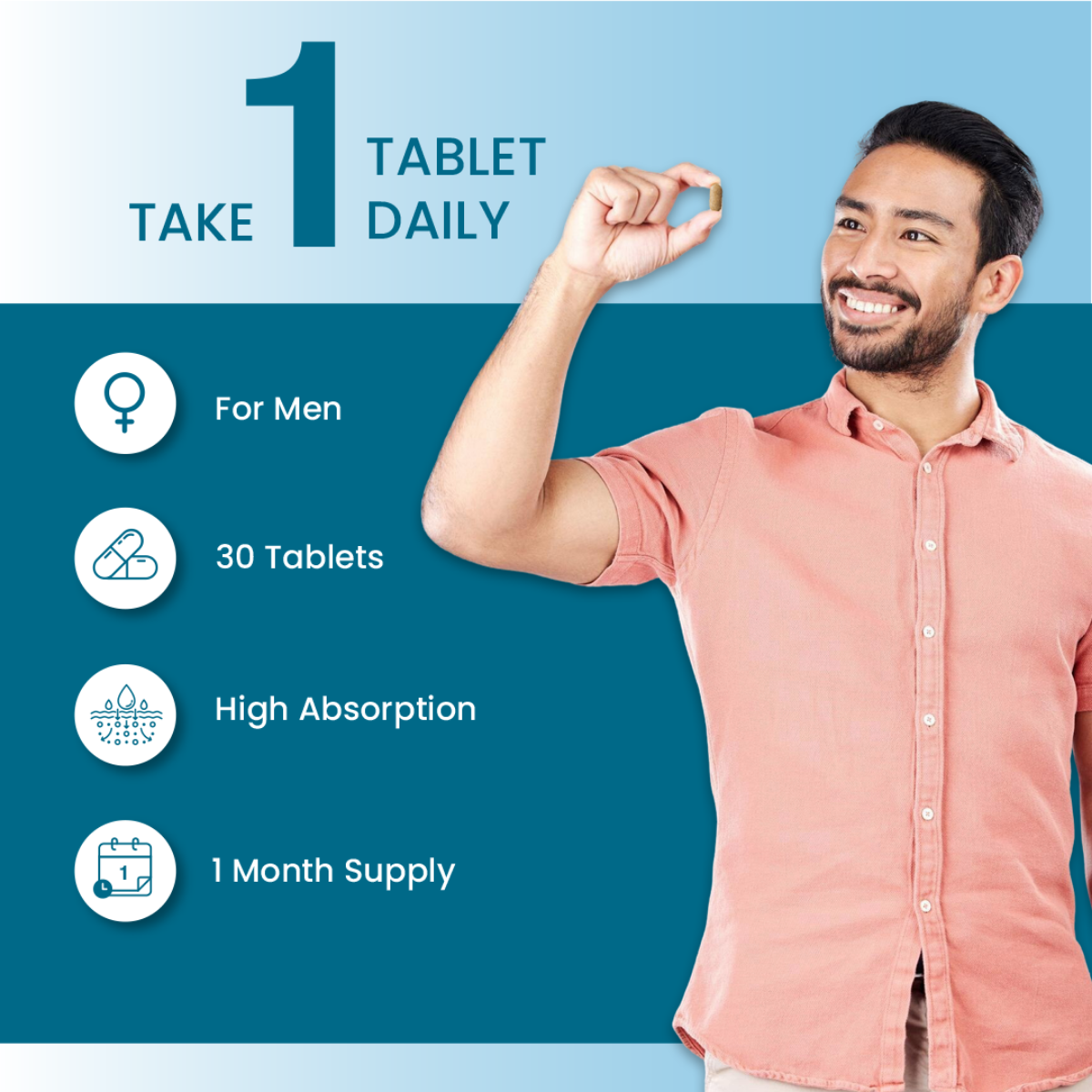 Zeroharm Best Whole Food Multivitamin Tablets for Men pack detail view