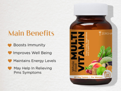 Zeroharm Best Whole Food Multivitamin Tablets for Women pack side view