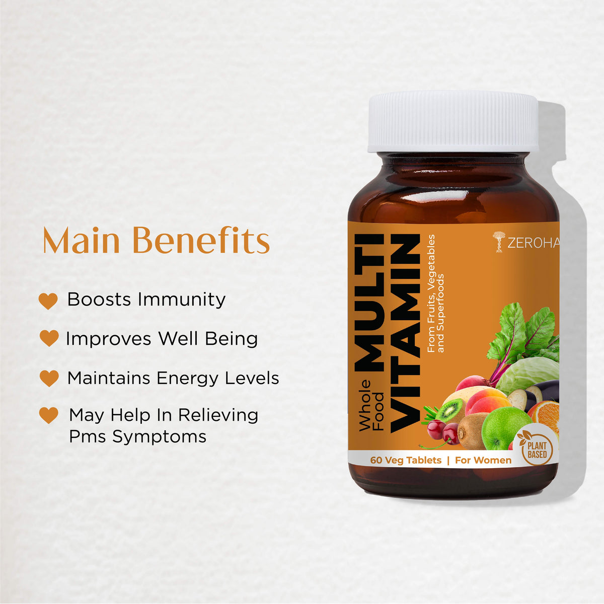 Zeroharm Best Whole Food Multivitamin Tablets for Women pack side view