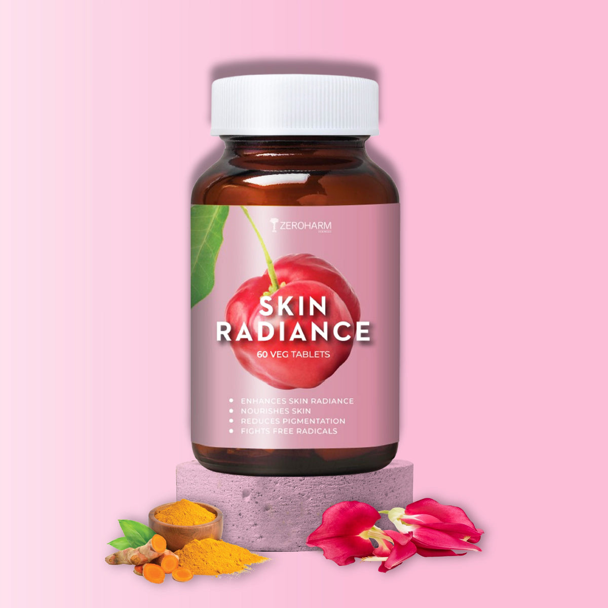 Zeroharm Ayurvedic Skin Radiance Tablets pack front view