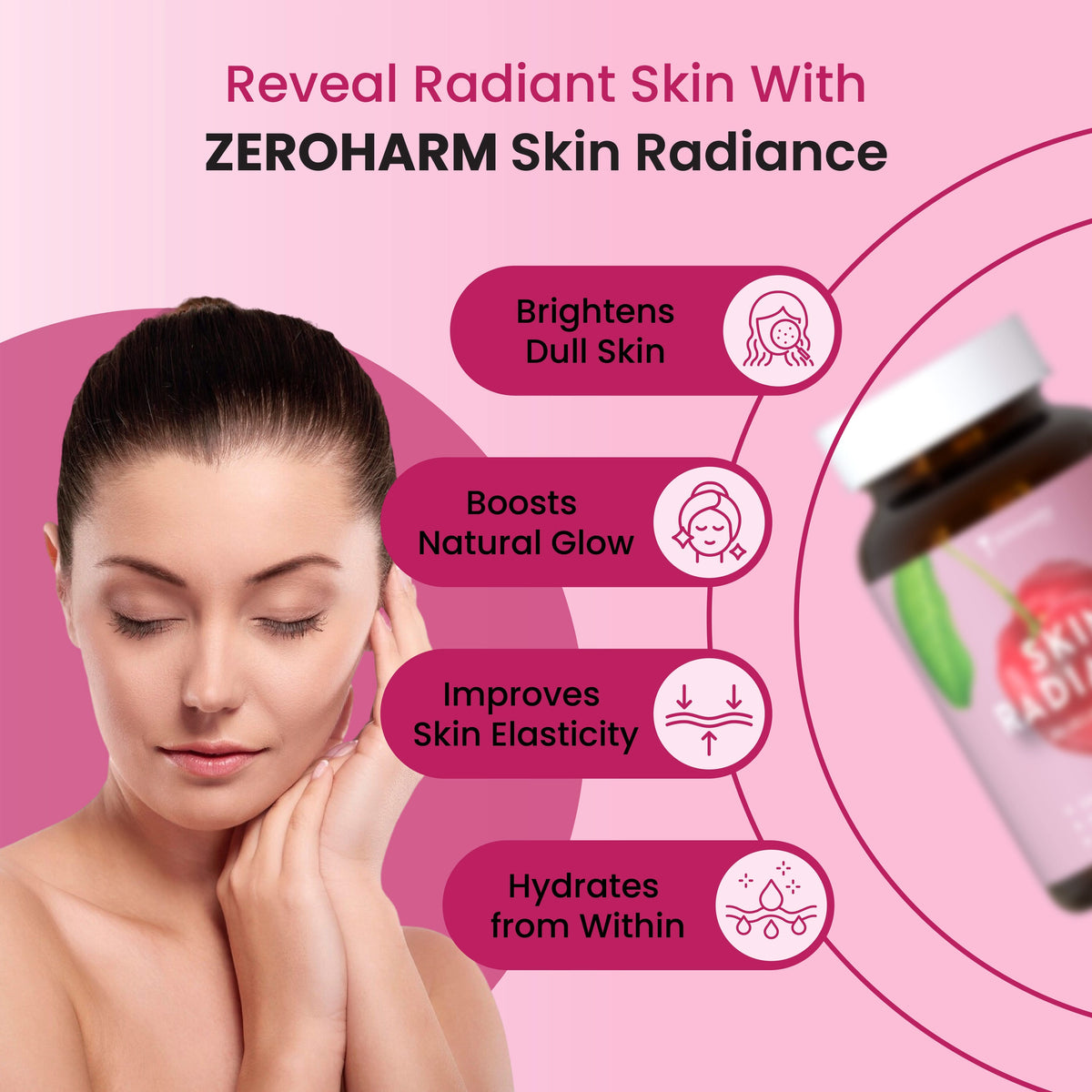 Zeroharm Ayurvedic Skin Radiance Tablets pack detail view