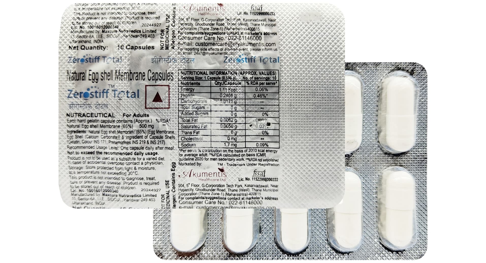 Zerostiff Total Natural Eggshell Membrane Protein Capsule
