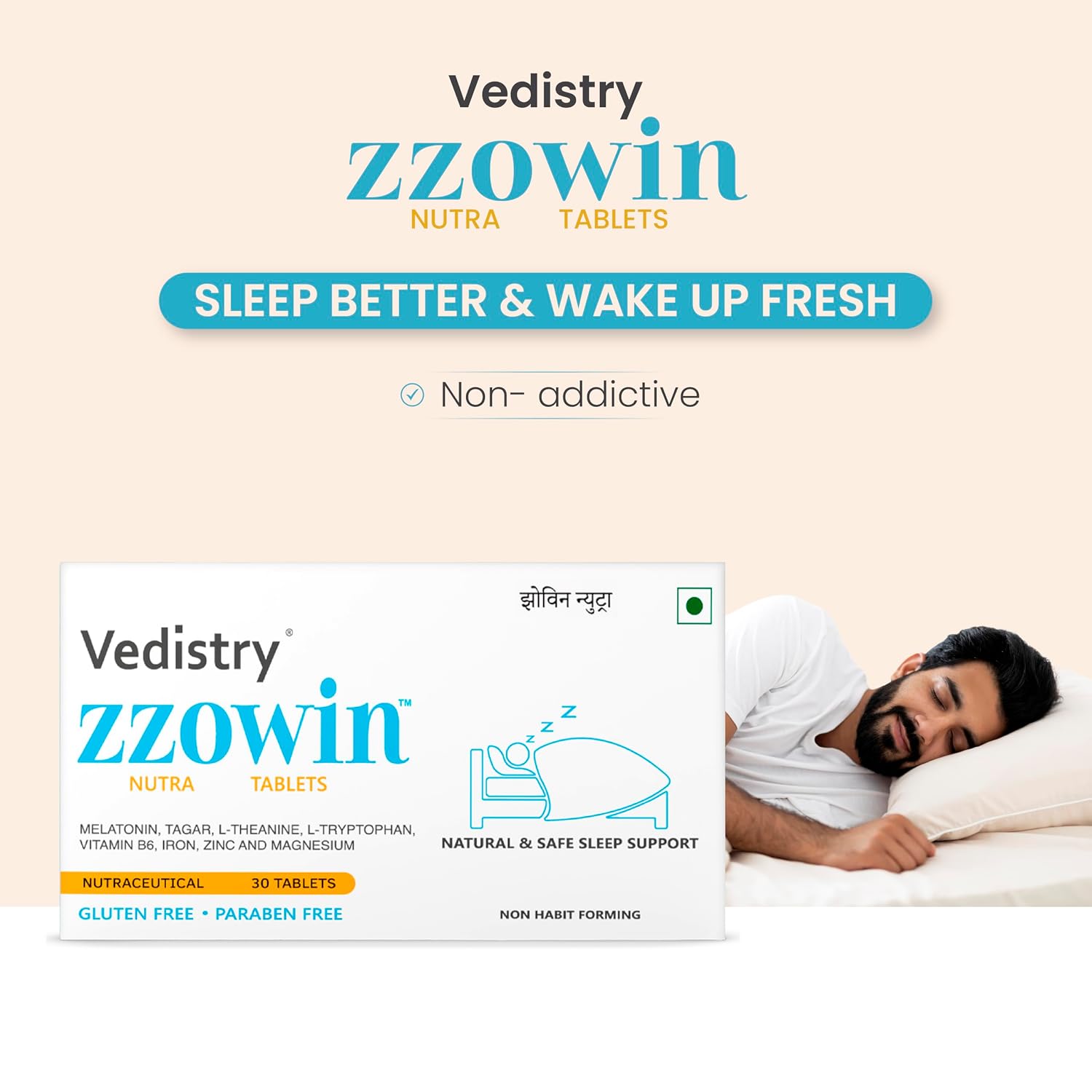 Zzowin Sleep Support Tablets with Melatonin 5mg strip blister view